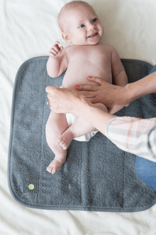 Small PeapodMat used as a baby changing mat